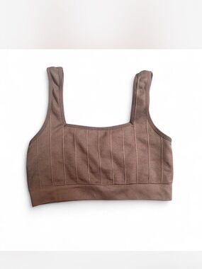 Women’s mauve knit-textured, seam-free padded bra.